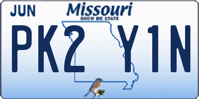 MO license plate PK2Y1N