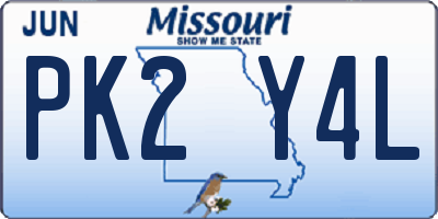 MO license plate PK2Y4L