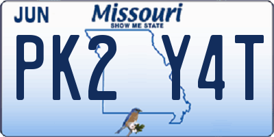 MO license plate PK2Y4T