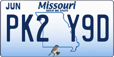 MO license plate PK2Y9D