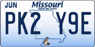 MO license plate PK2Y9E