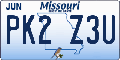 MO license plate PK2Z3U
