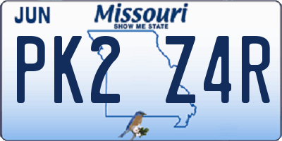 MO license plate PK2Z4R