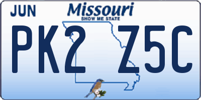 MO license plate PK2Z5C