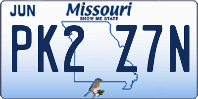 MO license plate PK2Z7N