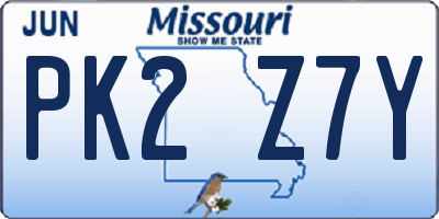 MO license plate PK2Z7Y