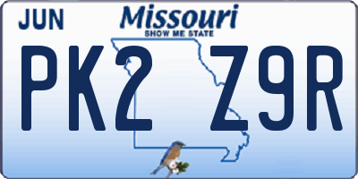 MO license plate PK2Z9R