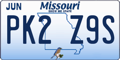 MO license plate PK2Z9S