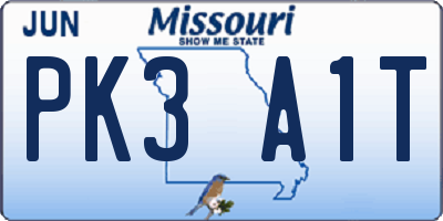 MO license plate PK3A1T