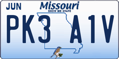 MO license plate PK3A1V