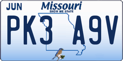 MO license plate PK3A9V