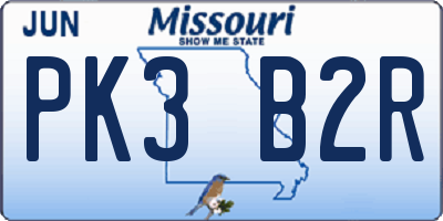 MO license plate PK3B2R