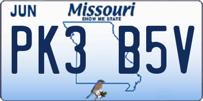 MO license plate PK3B5V