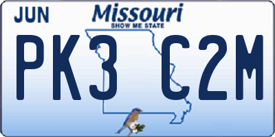 MO license plate PK3C2M