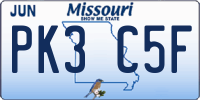MO license plate PK3C5F
