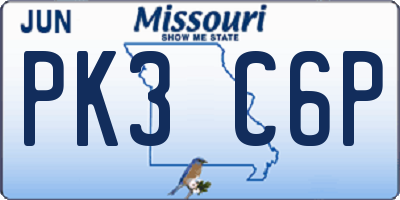 MO license plate PK3C6P