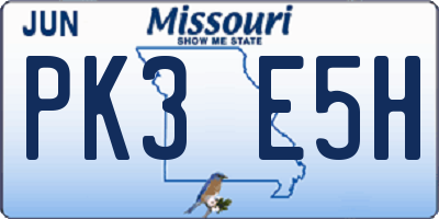 MO license plate PK3E5H