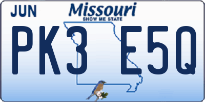 MO license plate PK3E5Q