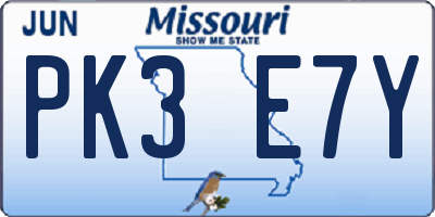 MO license plate PK3E7Y
