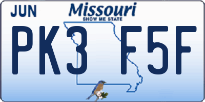MO license plate PK3F5F