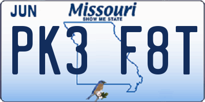 MO license plate PK3F8T