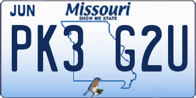 MO license plate PK3G2U