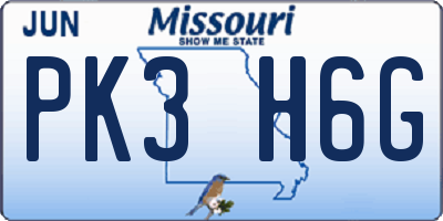 MO license plate PK3H6G