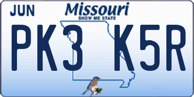 MO license plate PK3K5R