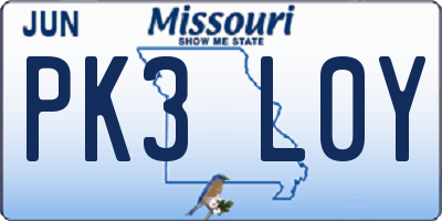 MO license plate PK3L0Y