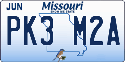 MO license plate PK3M2A