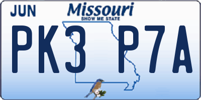 MO license plate PK3P7A