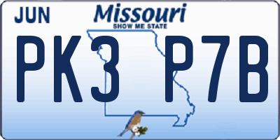 MO license plate PK3P7B