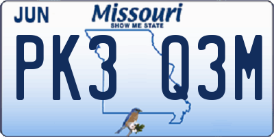 MO license plate PK3Q3M