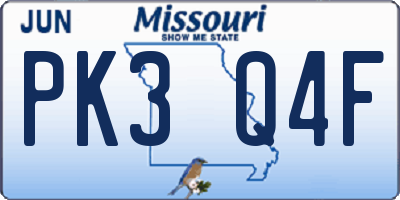 MO license plate PK3Q4F