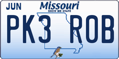 MO license plate PK3R0B