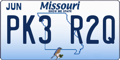 MO license plate PK3R2Q