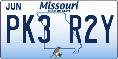 MO license plate PK3R2Y