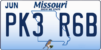 MO license plate PK3R6B