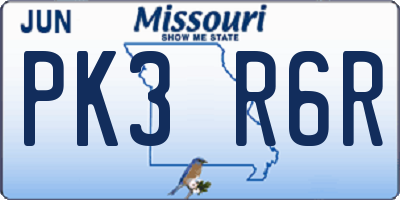 MO license plate PK3R6R