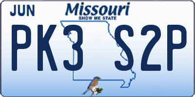 MO license plate PK3S2P