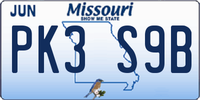 MO license plate PK3S9B