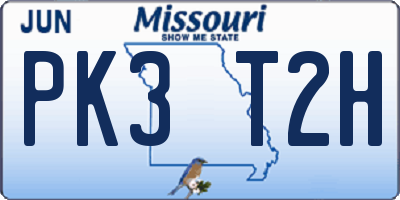 MO license plate PK3T2H