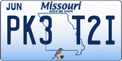 MO license plate PK3T2I
