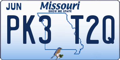 MO license plate PK3T2Q