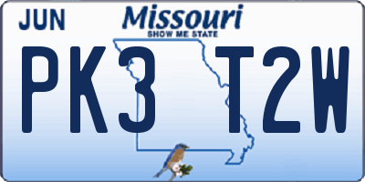 MO license plate PK3T2W