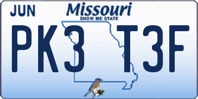 MO license plate PK3T3F