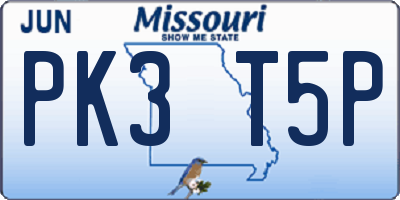 MO license plate PK3T5P
