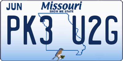 MO license plate PK3U2G