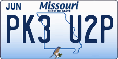 MO license plate PK3U2P