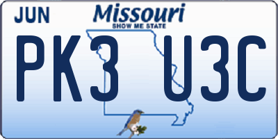 MO license plate PK3U3C